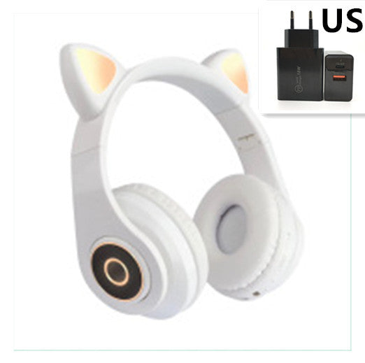 HKM-335571 Luminous Cartoon Cat Ears Bluetooth Headset with Stereo Sound and Foldable Design
