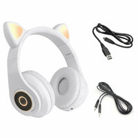 HKM-335571 Luminous Cartoon Cat Ears Bluetooth Headset with Stereo Sound and Foldable Design