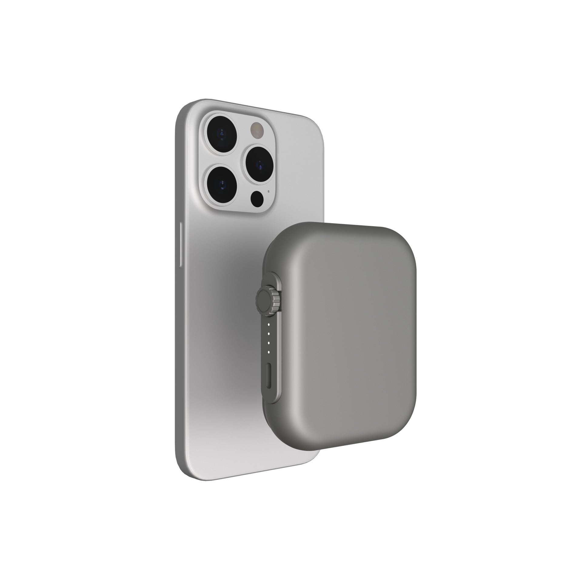 HKM-335763 Three-in-One MagSafe Magnetic Wireless Power Bank - Compact Portable Design in Gray and Black