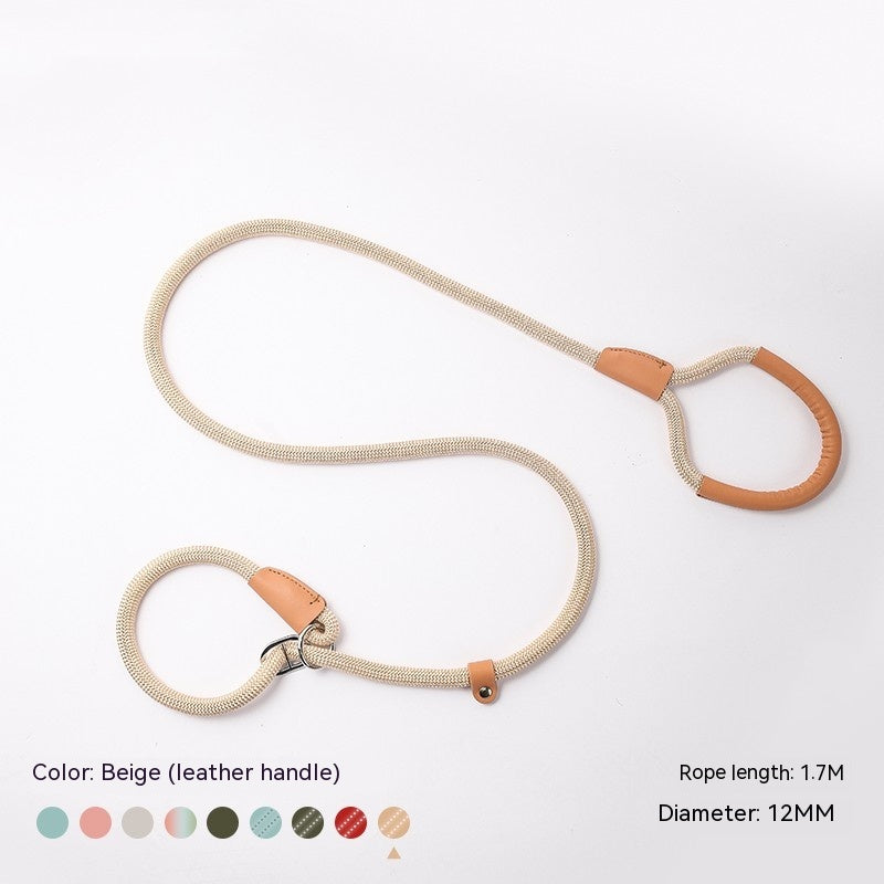 HKM-3358653 Nylon Woven Round P-Chain Leash for Large, Medium, and Small Dogs - 1.7M Length