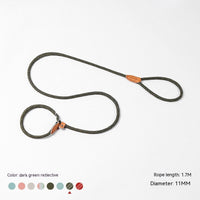 HKM-3358653 Nylon Woven Round P-Chain Leash for Large, Medium, and Small Dogs - 1.7M Length