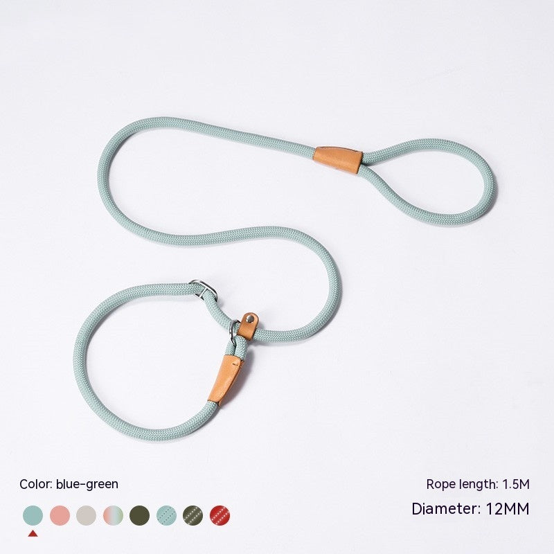 HKM-3358653 Nylon Woven Round P-Chain Leash for Large, Medium, and Small Dogs - 1.7M Length