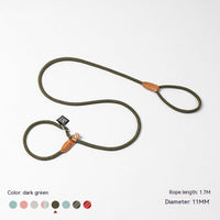 HKM-3358653 Nylon Woven Round P-Chain Leash for Large, Medium, and Small Dogs - 1.7M Length