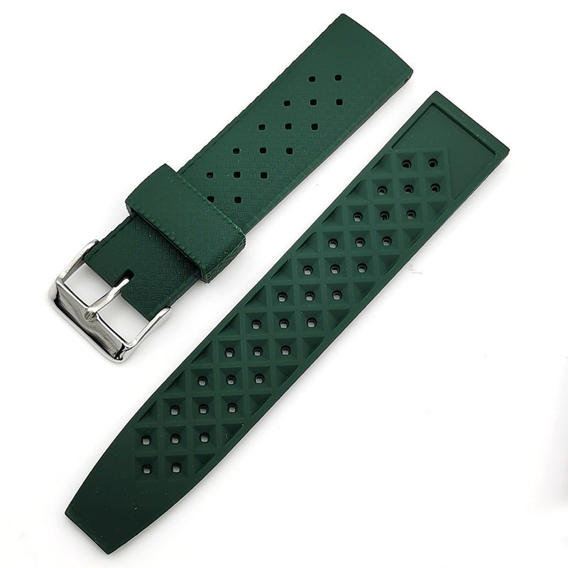 HKM-335891 Breathable Silicone Rubber Watch Strap - Compatible with Seiko 20mm & 22mm