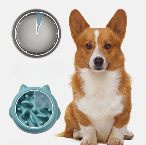 HKM-3359037 Pet Slow Feeder Bowls for Dogs and Cats - Anti-Gulping Dish to Promote Healthy Eating