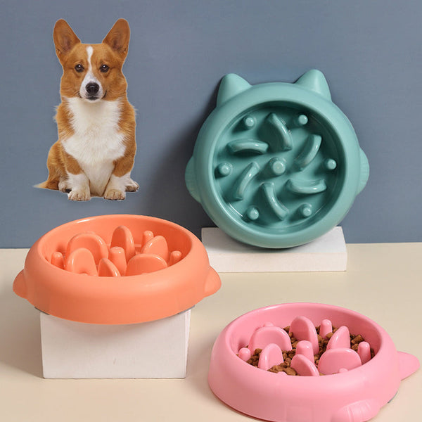 HKM-3359037 Pet Slow Feeder Bowls for Dogs and Cats - Anti-Gulping Dish to Promote Healthy Eating