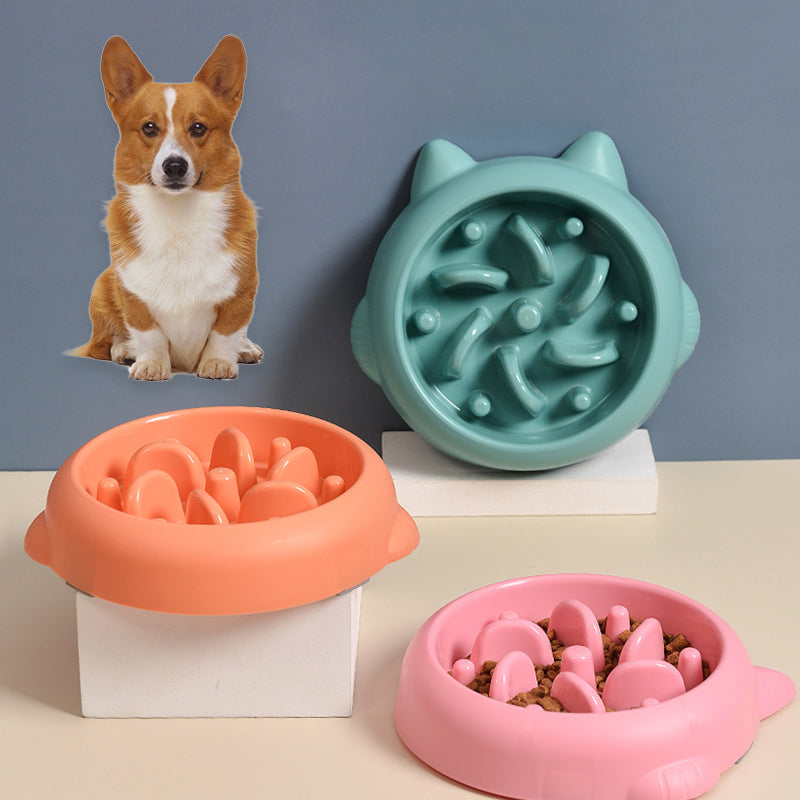HKM-3359037 Pet Slow Feeder Bowls for Dogs and Cats - Anti-Gulping Dish to Promote Healthy Eating