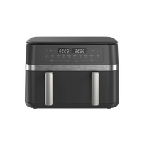HKM-335955 11L Dual Air Fryer with LCD Touch Screen - Large Family Sized Electric Hot Air Cooking Oven