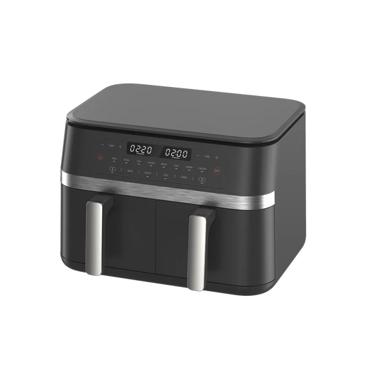 HKM-335955 11L Dual Air Fryer with LCD Touch Screen - Large Family Sized Electric Hot Air Cooking Oven
