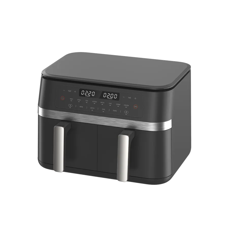 HKM-335955 11L Dual Air Fryer with LCD Touch Screen - Large Family Sized Electric Hot Air Cooking Oven