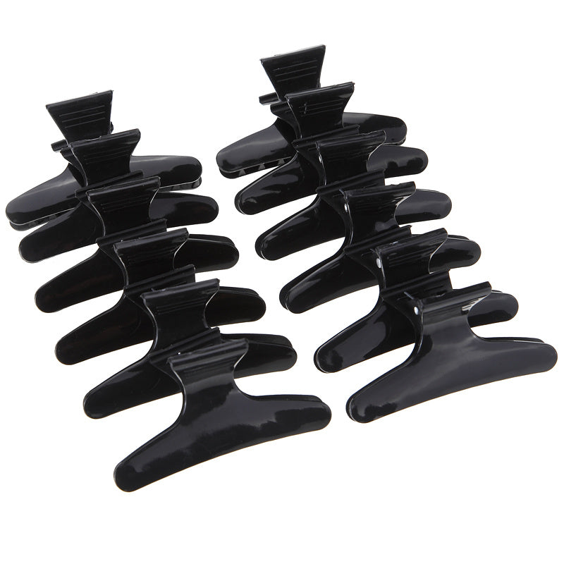 HKM-335955 Black Butterfly Hair Claw Clip - Durable Plastic for Secure Hair Hold - 8cm Length