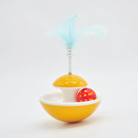HKM-3359677 Interactive Feather Tumbler with Bell for Cats - Red & Yellow Plastic Toy