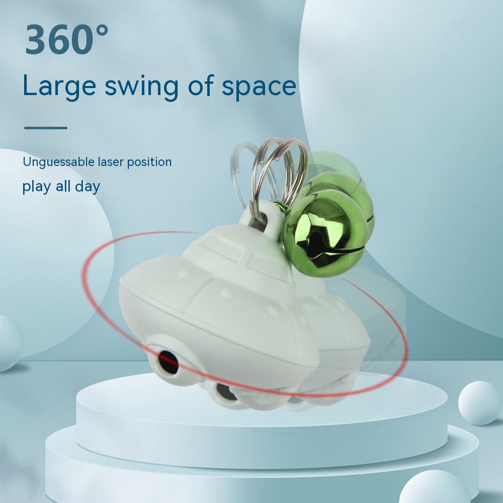 HKM-3360829 USB Charging Cat Flying Saucer Toy with Bell in Green and Pink