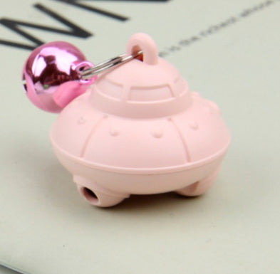 HKM-3360829 USB Charging Cat Flying Saucer Toy with Bell in Green and Pink