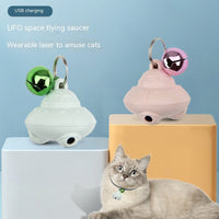 HKM-3360829 USB Charging Cat Flying Saucer Toy with Bell in Green and Pink