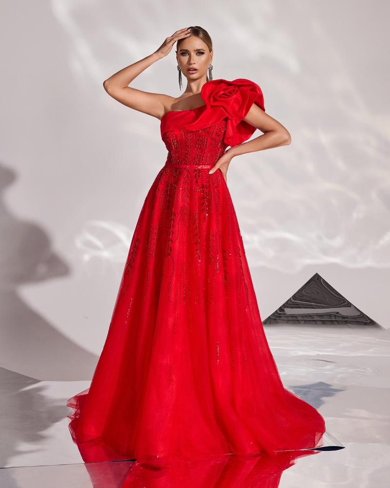 HKM-336083 Elegant Red Evening Dress for Women - Model EZ25164