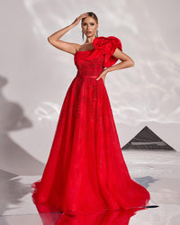 HKM-336083 Elegant Red Evening Dress for Women - Model EZ25164