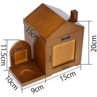 HKM-3362493 Solid Wood Pet Urn in Brown Retro Cabin Shape for Animal Memorial