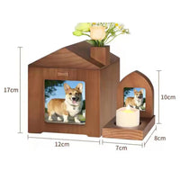 HKM-3362493 Solid Wood Pet Urn in Brown Retro Cabin Shape for Animal Memorial