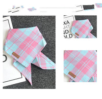 HKM-3363005 Cotton Plaid Pet Scarf in Pink - Comfortable and Stylish Accessory for Pets
