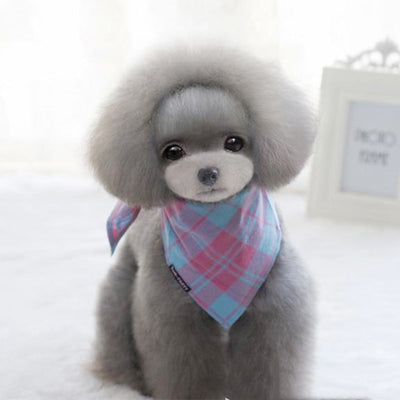 HKM-3363005 Cotton Plaid Pet Scarf in Pink - Comfortable and Stylish Accessory for Pets