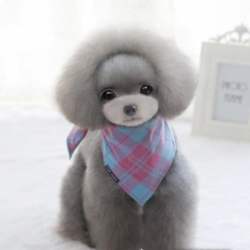 HKM-3363005 Cotton Plaid Pet Scarf in Pink - Comfortable and Stylish Accessory for Pets