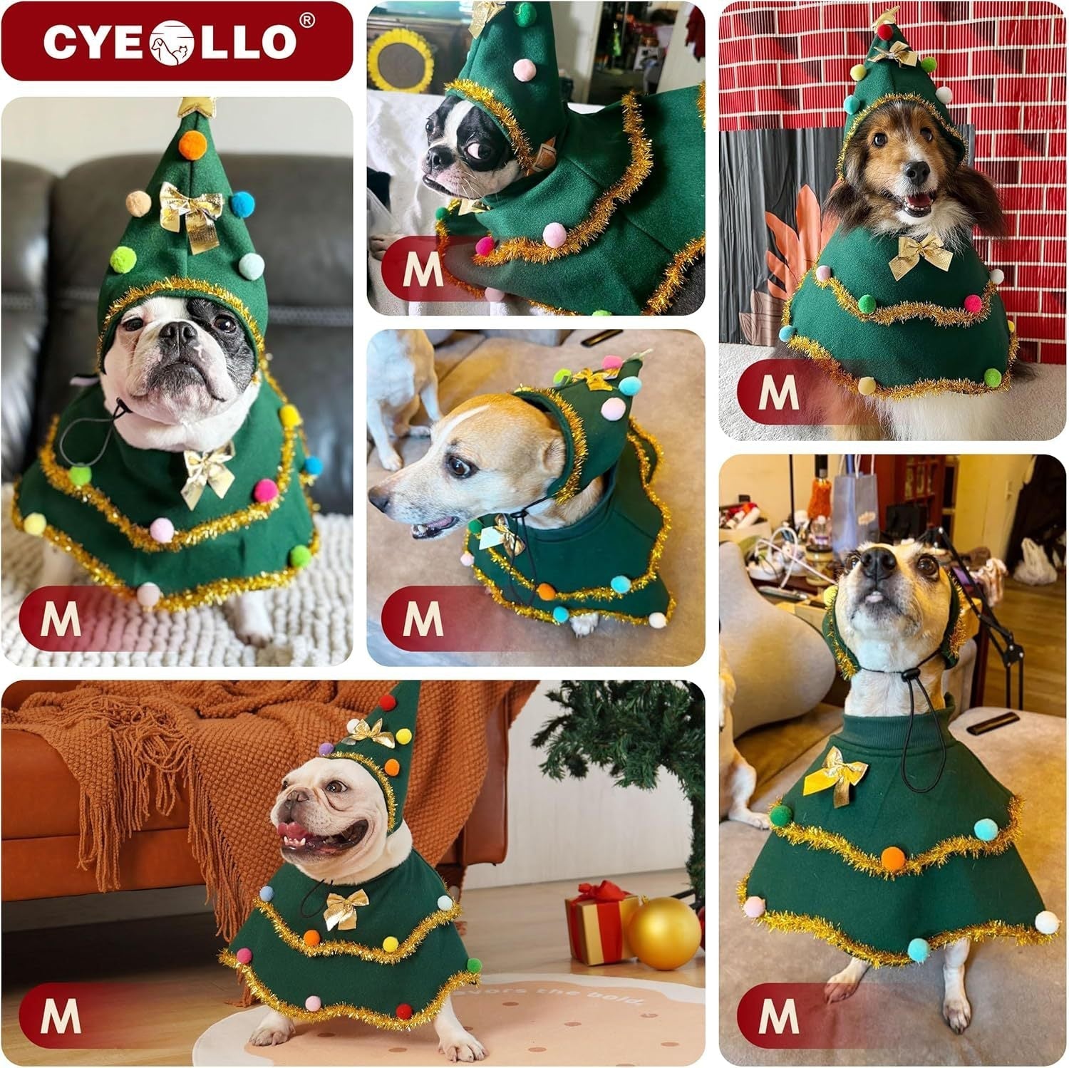 HKM-3363389 Dark Green Cute Cat Costume for Christmas Role-Play Party - Unisex Pet Clothing, Sizes S, M, L