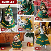 HKM-3363389 Dark Green Cute Cat Costume for Christmas Role-Play Party - Unisex Pet Clothing, Sizes S, M, L