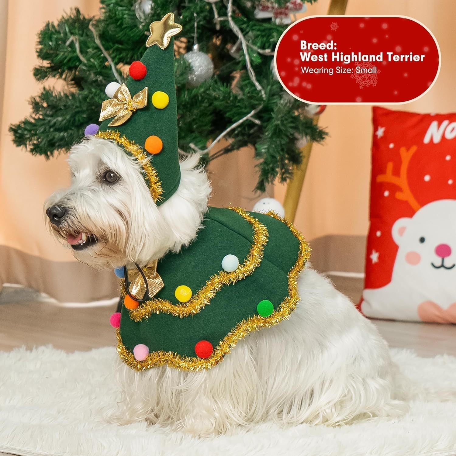 HKM-3363389 Dark Green Cute Cat Costume for Christmas Role-Play Party - Unisex Pet Clothing, Sizes S, M, L