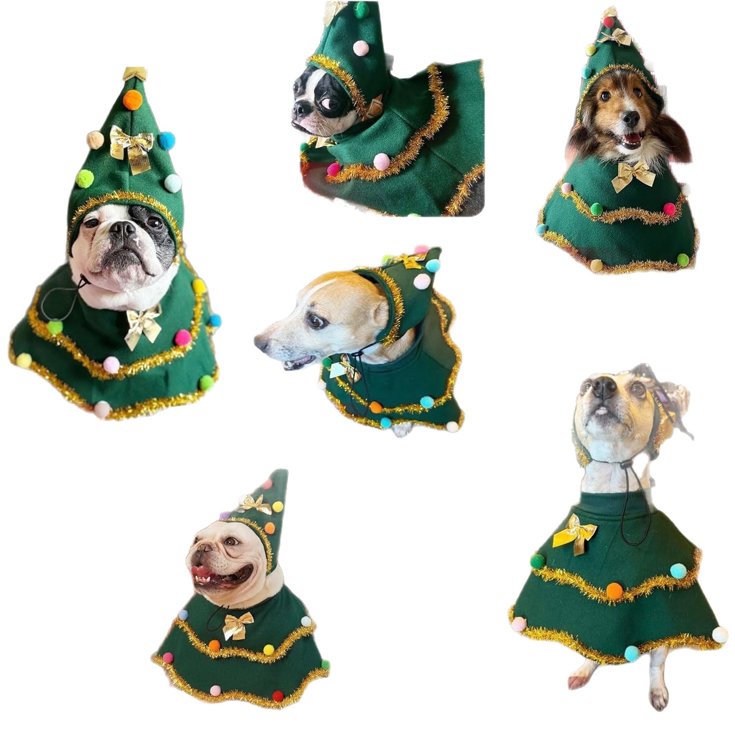 HKM-3363389 Dark Green Cute Cat Costume for Christmas Role-Play Party - Unisex Pet Clothing, Sizes S, M, L