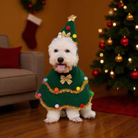 HKM-3363389 Dark Green Cute Cat Costume for Christmas Role-Play Party - Unisex Pet Clothing, Sizes S, M, L
