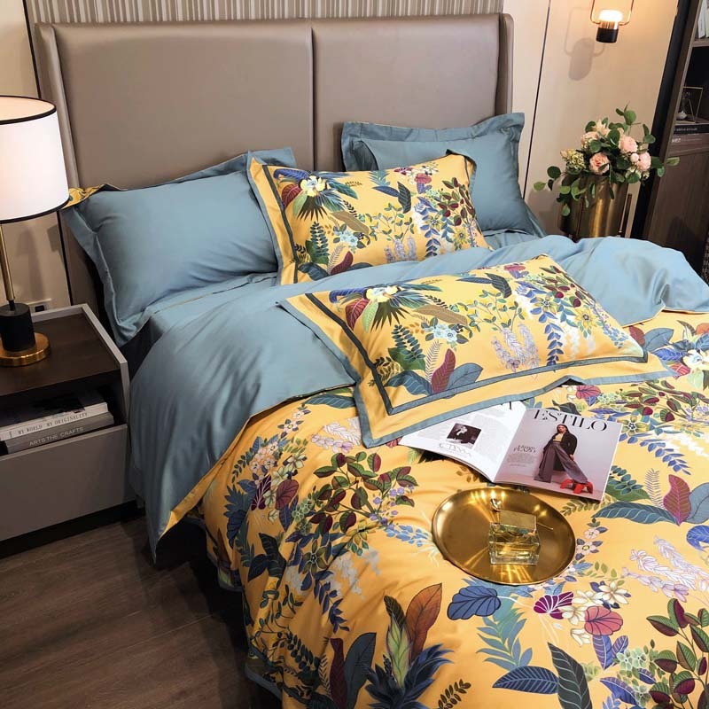 HKM-336531 Four-Piece Long-Staple Cotton Villa Quilt Cover Set for 1.5m and 1.8m Beds