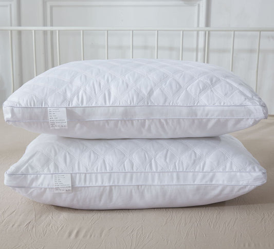 HKM-336659 White Cotton Quilted Three-Dimensional Pillow, 15.1-20cm Height, 42x75cm Size