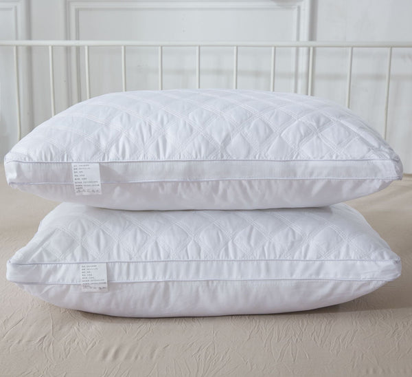 HKM-336659 White Cotton Quilted Three-Dimensional Pillow, 15.1-20cm Height, 42x75cm Size