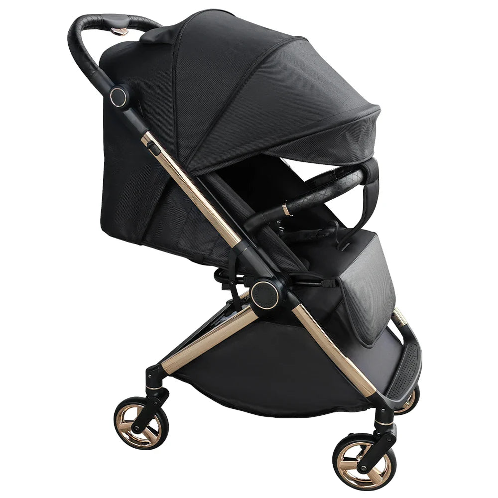 HKM-336723 Lightweight Aluminium Frame Baby Stroller, One-Hand Foldable Pushchair with Canopy