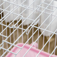 HKM-3368253 2-Level Small Animal Cage with Wheels, Removable Tray, Platform and Ramp for Rabbits, Chinchillas, and Ferrets, Pink