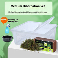 HKM-3368637 Coconut Soil Turtle Hibernation Box with Moss and Spray Bottle - Natural Heat Preservation and Moisture Retention