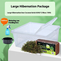 HKM-3368637 Coconut Soil Turtle Hibernation Box with Moss and Spray Bottle - Natural Heat Preservation and Moisture Retention