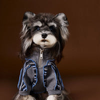 HKM-3369149 Striped Zipper Sweater for Pets - Blue & Brown, Casual Polyester Clothing in Multiple Sizes