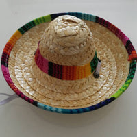 HKM-3369405 Stylish Straw Mini Pet Hat with Adjustable Cotton Rope Strap - One Size