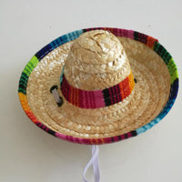 HKM-3369405 Stylish Straw Mini Pet Hat with Adjustable Cotton Rope Strap - One Size