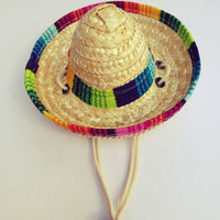 HKM-3369405 Stylish Straw Mini Pet Hat with Adjustable Cotton Rope Strap - One Size
