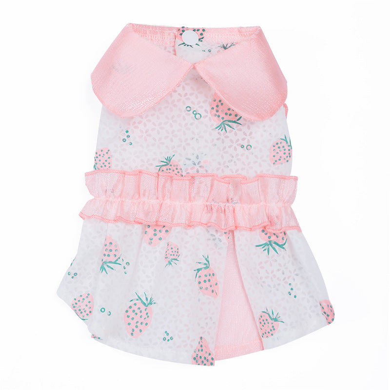 HKM-3370173 Sweet Strawberry Pink Skirt for Pets, Anti-Hair Loss, Soft Cotton-Blend Fabric, Various Sizes Available