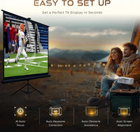 HKM-337043 1080P Mini Portable Projector with Auto Focus and Keystone Correction, Officially Licensed for Netflix