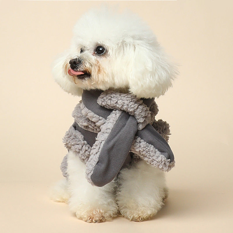 HKM-3370941 Cozy Cotton Pet Vest and Scarf Set for Small Dogs and Cats in Various Colors