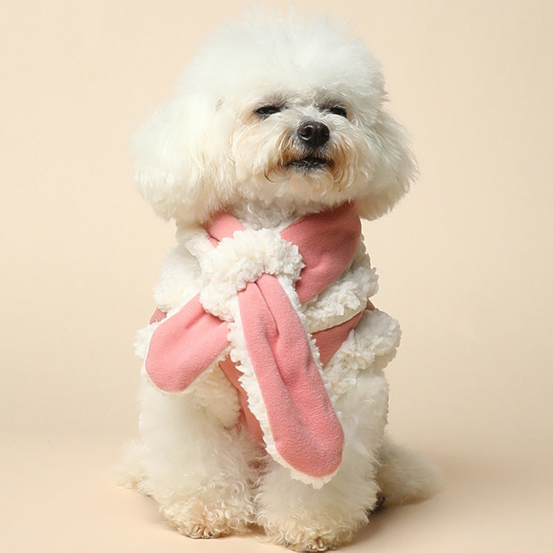 HKM-3370941 Cozy Cotton Pet Vest and Scarf Set for Small Dogs and Cats in Various Colors