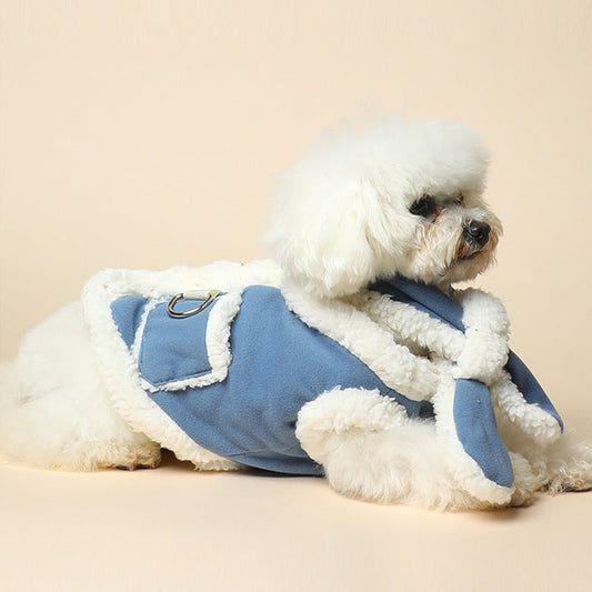 HKM-3370941 Cozy Cotton Pet Vest and Scarf Set for Small Dogs and Cats in Various Colors