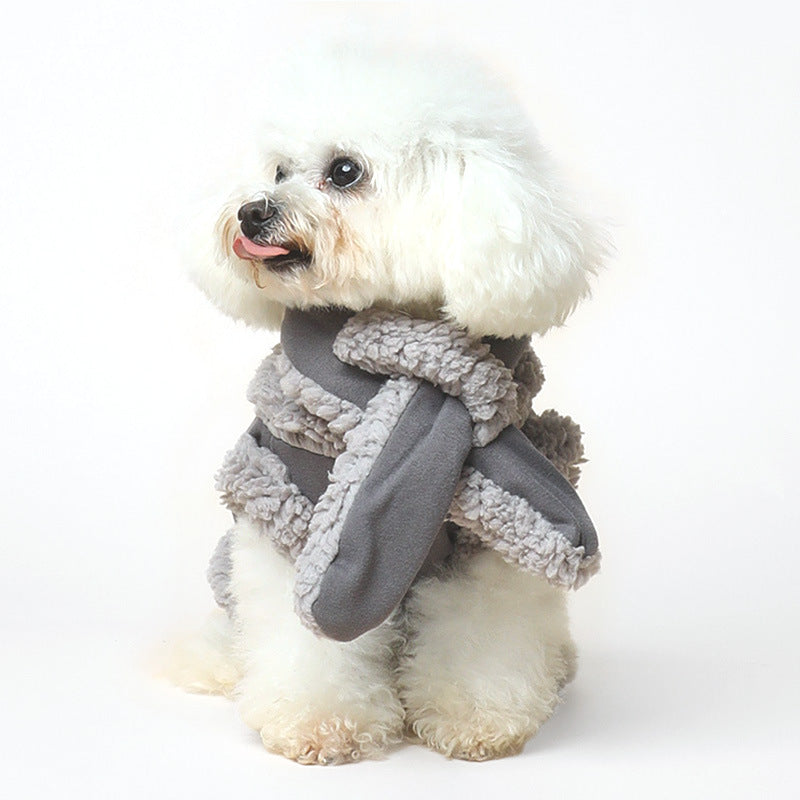 HKM-3370941 Cozy Cotton Pet Vest and Scarf Set for Small Dogs and Cats in Various Colors