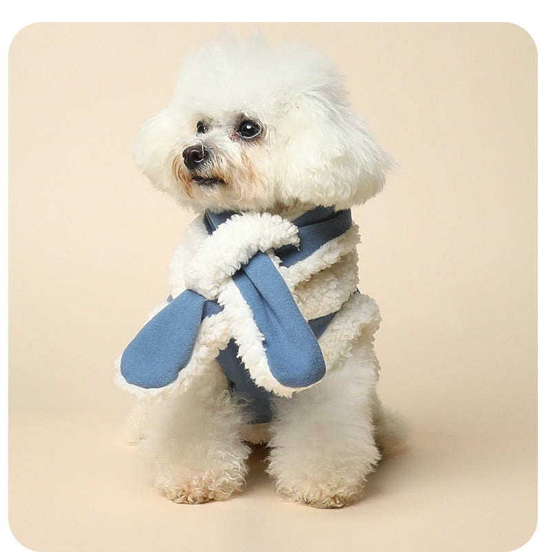 HKM-3370941 Cozy Cotton Pet Vest and Scarf Set for Small Dogs and Cats in Various Colors