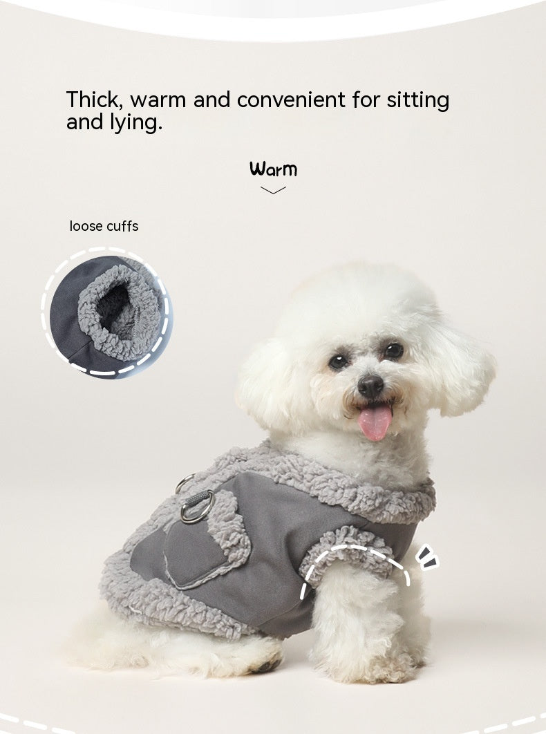 HKM-3370941 Cozy Cotton Pet Vest and Scarf Set for Small Dogs and Cats in Various Colors